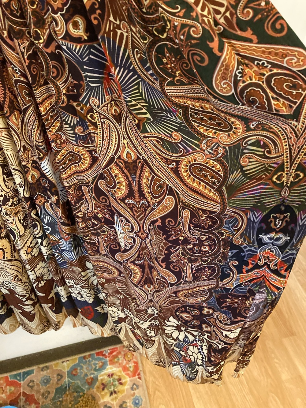 Bohemian V-Neck Maxi Dress in Brown and Cream - Picture 7 of 16